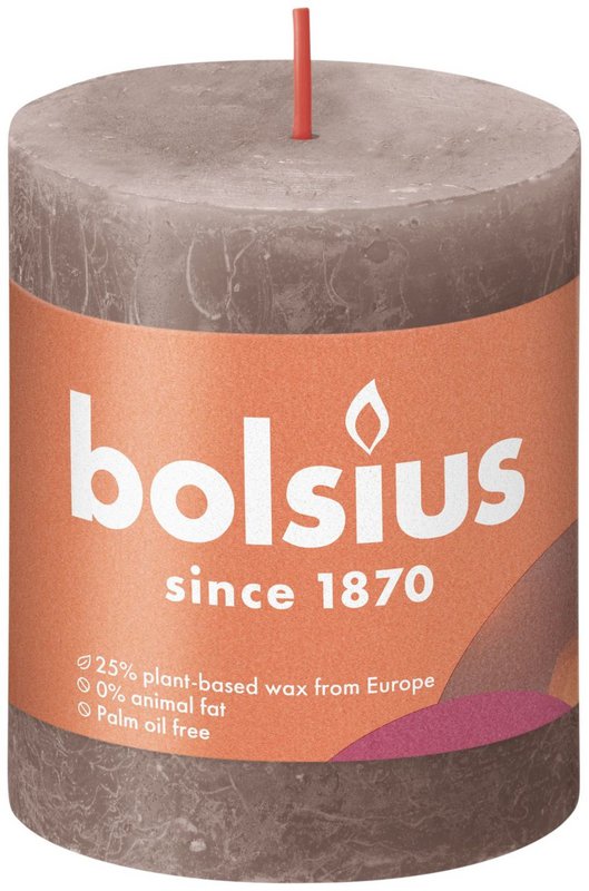 Bolsius Rustikale Stumpenkerze 80/68 Taupe
