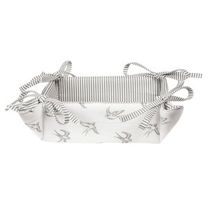 Broodmand 35x35x8 cm Grijs Wit Katoen Zwaluw Cadeau Keuken