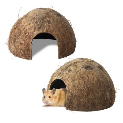 Set 2 Natürliche Kokosnuss Lebensraum Coco Tunnel Haus Reptil Eidechse Einsiedlerkrebs Gliederfüßer Verstecke Hütte Aquarium Fisch Betta Kröte Verstecken Höhle Vogelspinne Spinne Schnecke Kletterer Spielzeug
