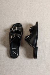 MOSS BLACK – Ciabatte in nappa con doppia fibbia