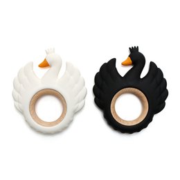 Weich & hart | Swan Wood & Silicone Teether | SCHWARZ