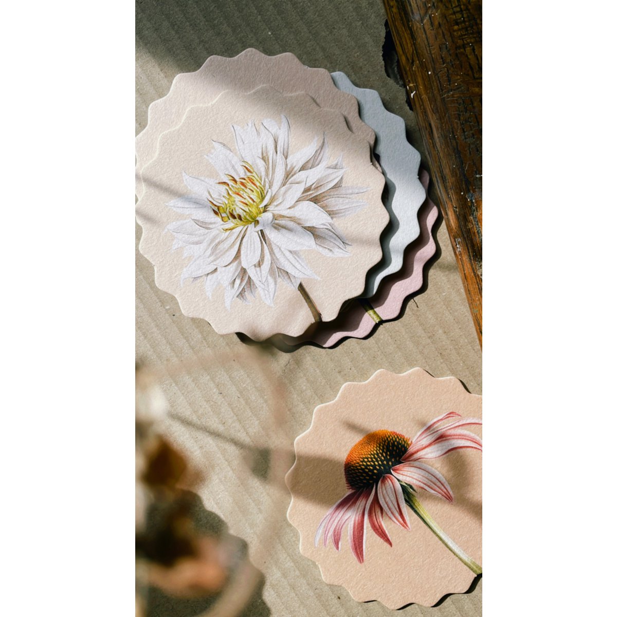 Sous-verres 10 motifs fleurs - 12 sets