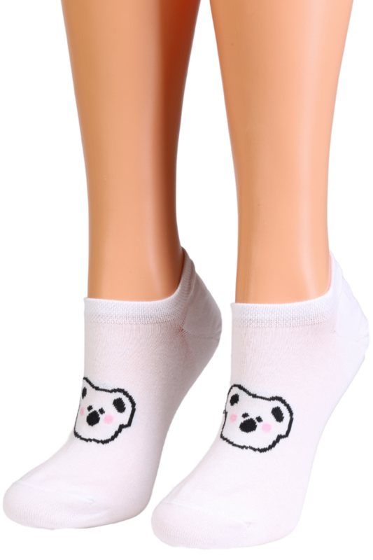ALONDRA weiße, tief ausgeschnittene Socken mit einem Koala