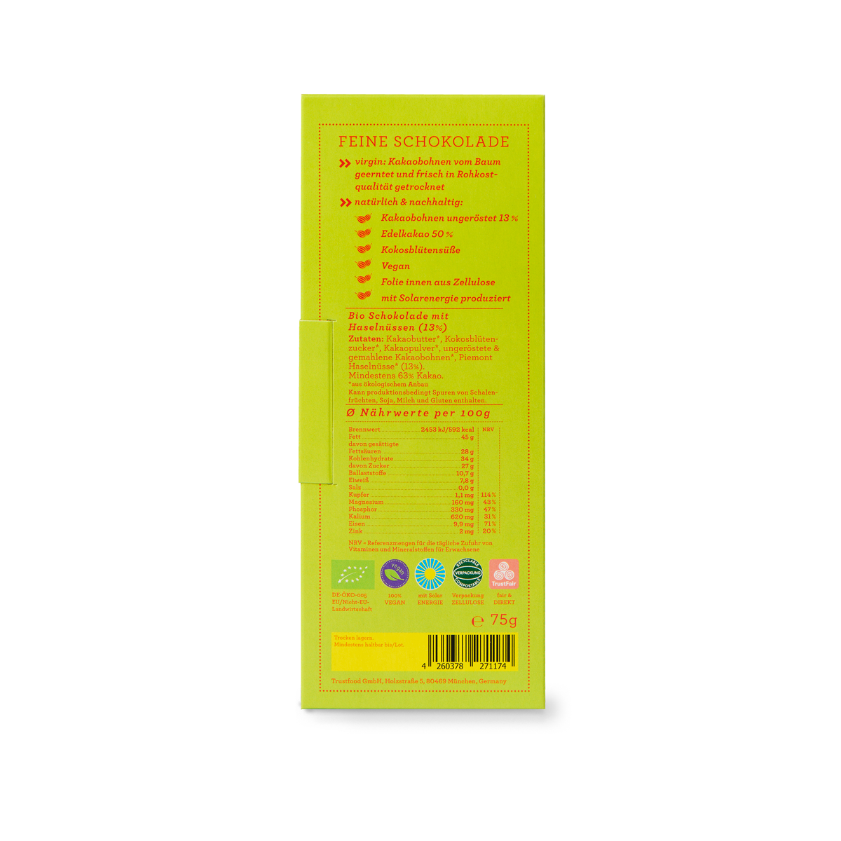 CHOCQLATE organic chocolate HAZELNUT