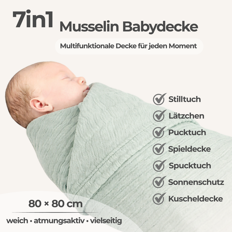 Mint 4 i 1 Muslin babytæppe