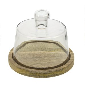 Bell jar with wooden base