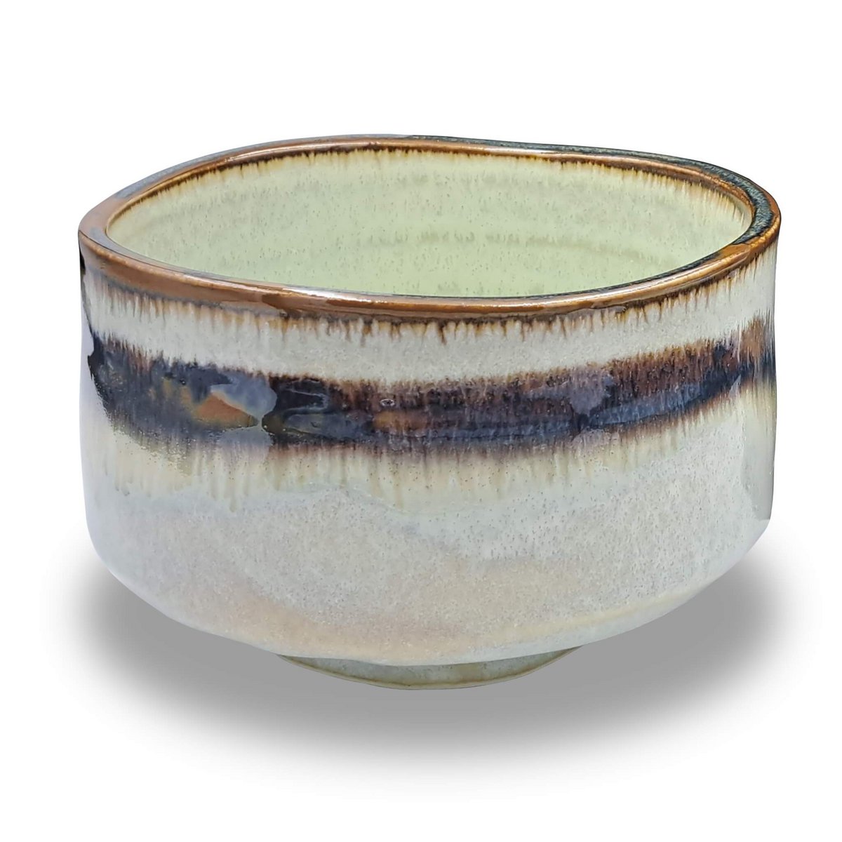 Japońska miska matcha Chawan Wasabi wykonana ręcznie z ceramiki