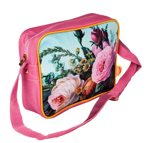 Bolso bandolera mediano Retro flores magenta