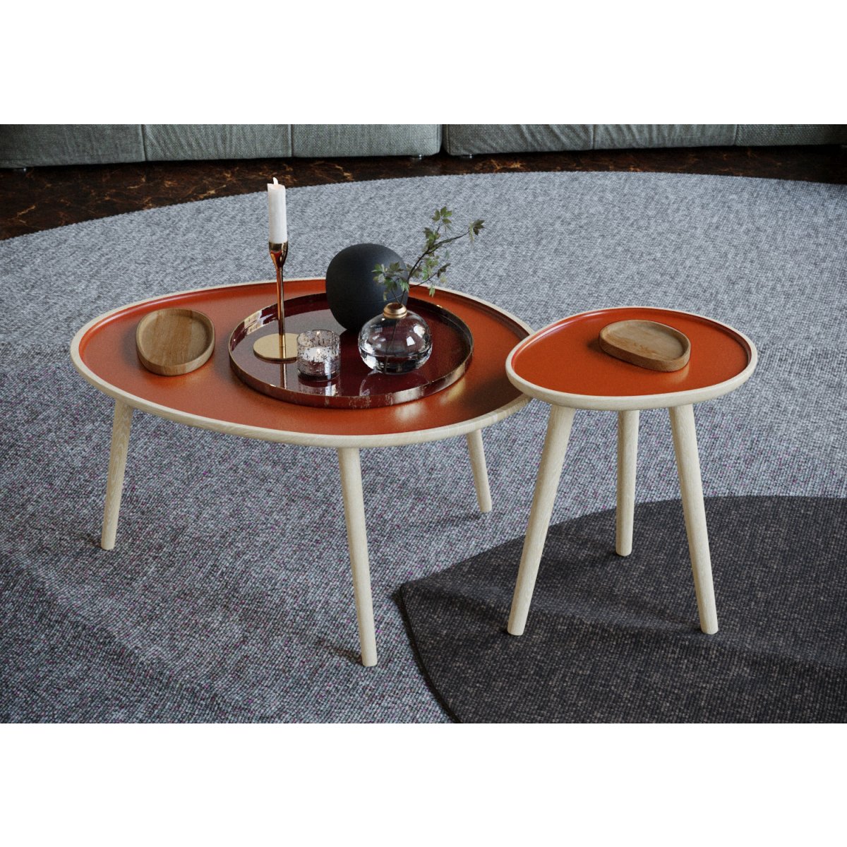 Juego de 2 bandejas Bolonia, en madera natural