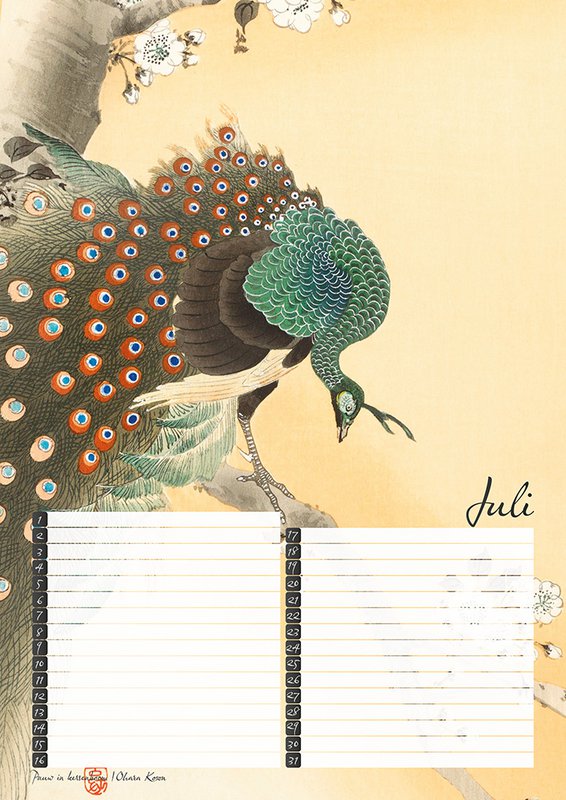 Calendrier d'anniversaire Estampes d'oiseaux du maître japonais Koson