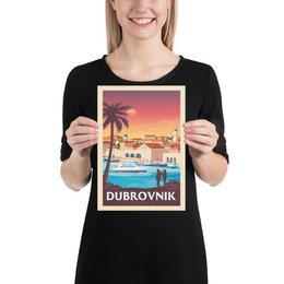 Vintage Dubrownik plakat | Plakat Miasto Dubrownik Chorwacja