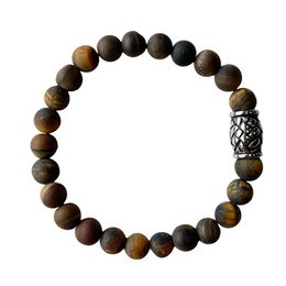 Men's bracelet Tiger Eye matt 8 mm with Braid bead (21.5 cm)