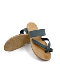 Flat Petrol Sandals from Genuine Leather, Handmade Leather Sandals for Women, Summer Greek Sandals, Summer Leather shoes from Greece