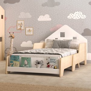 Sliding bed hut shape with LED lighting - white