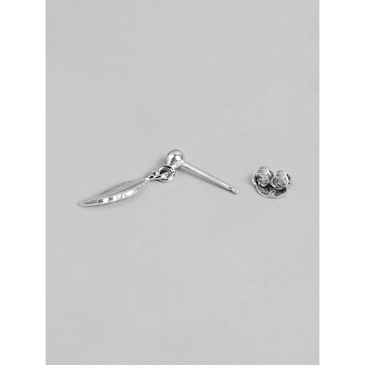 Drop Earrings | Rhodium Plated Leaf Sterling Length | Silver