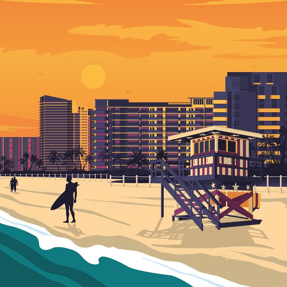 Affiche Miami Vintage | Poster Ville Miami Floride États-Unis