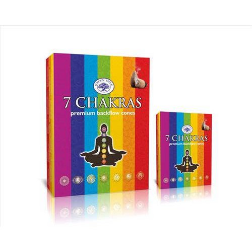 Green Tree 7 Chakras Backflow Incense Cones (Pack of 12)