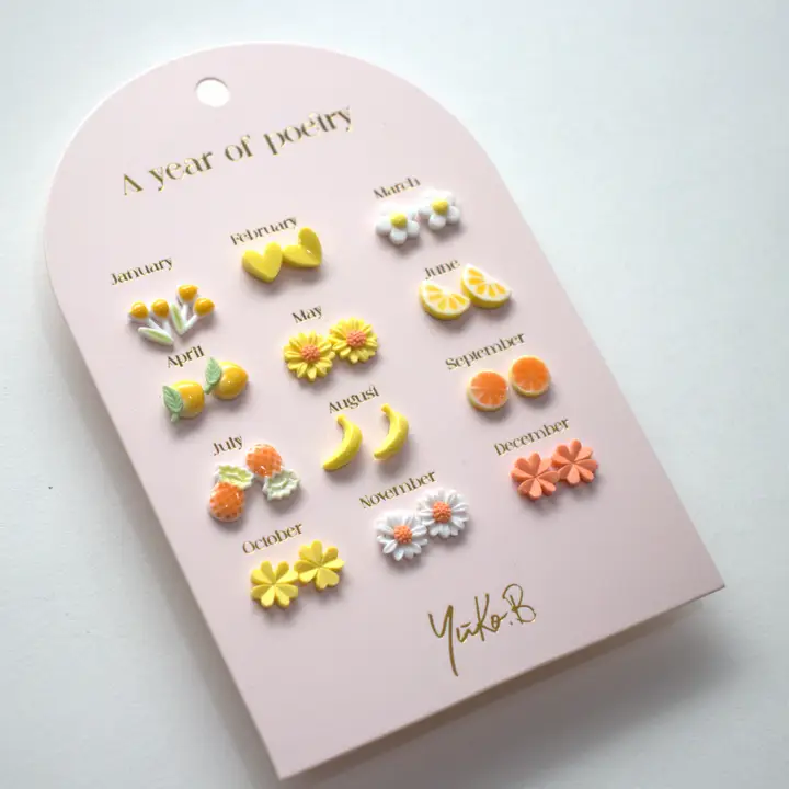 A Year of Yellow Poetry Earrings - English Version