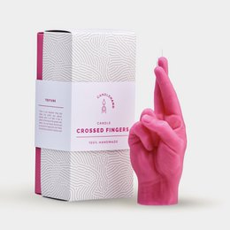 Kerze mit gekreuzten Fingern Rosa