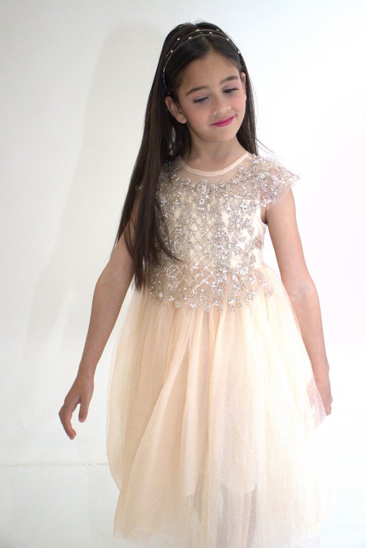 ANABELLA ceremony dress - Peach - Size: 120 cm (4/5 years)