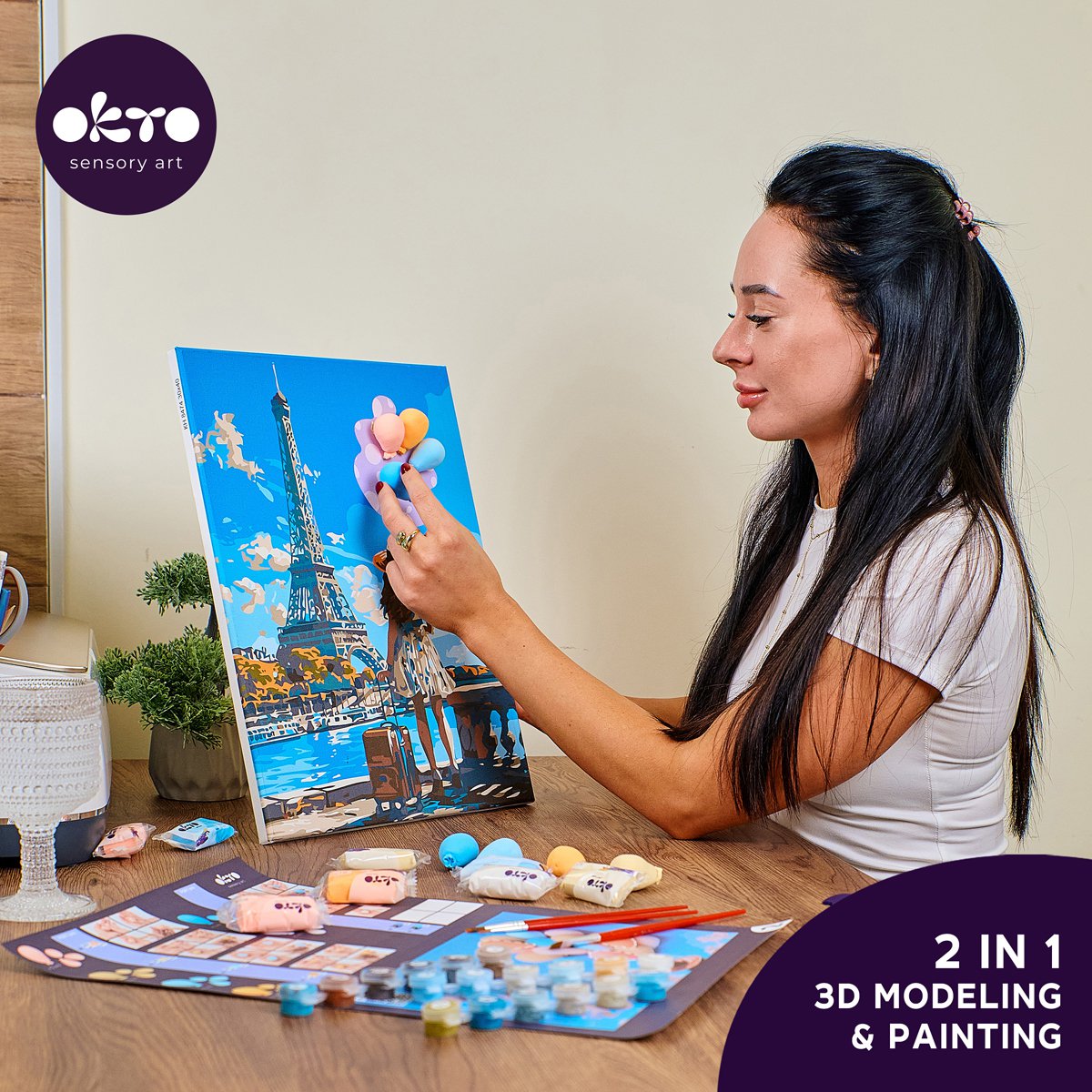 Okto Sensory 3D Air Clay and Color by Numbers - Greetings from Paris