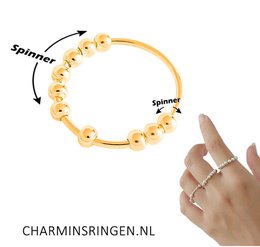 R1062 Classic Anxiety Fidget Ring 10 Boules Doré