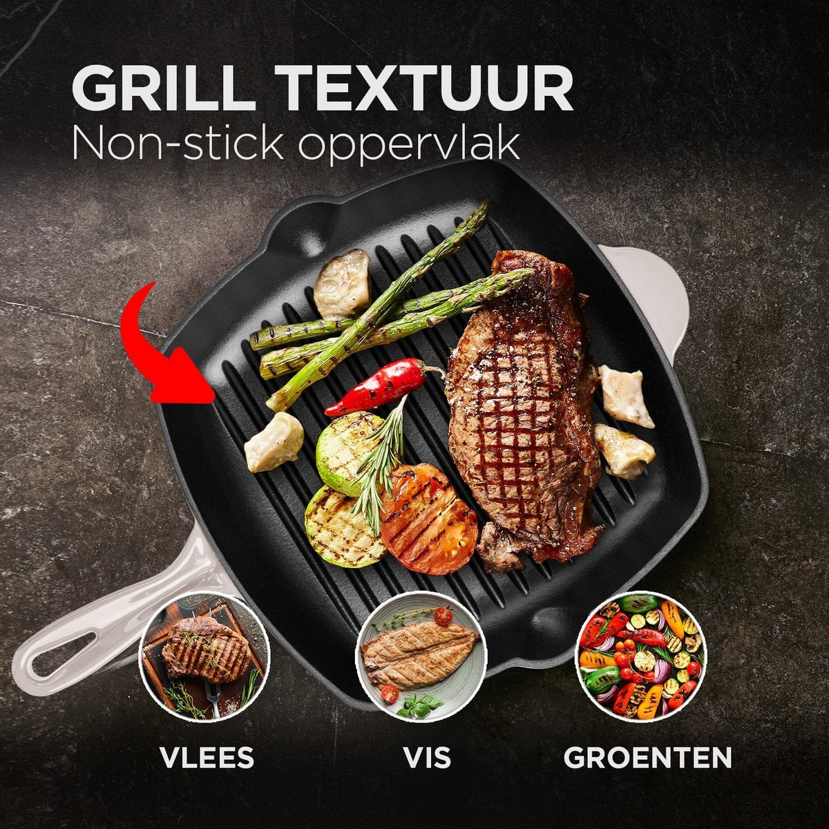 Cast Iron Grill Pan - Rose - 27cm