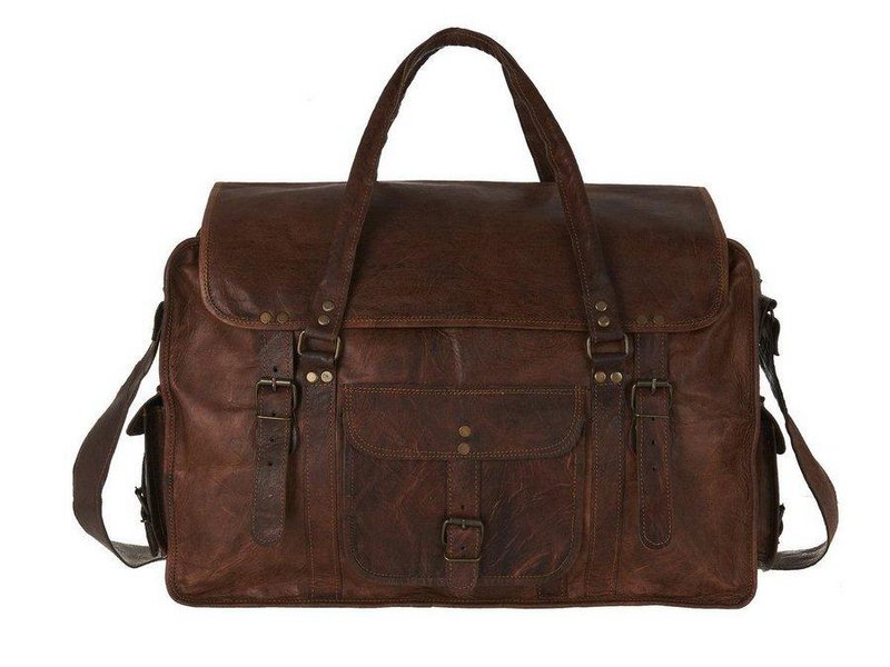 Borsa da viaggio in pelle di capra marocchina fatta a mano – Borsone "Aero" artigianale da 20" (50 cm) e borsa da palestra per volo unisex premium