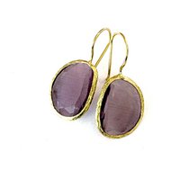 Earrings cateye stone purple