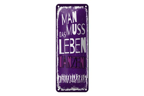 Tinnen bord met de tekst 27x10 cm Je moet het leven dansen decoratief bord