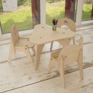 1 table and 3 children's chairs