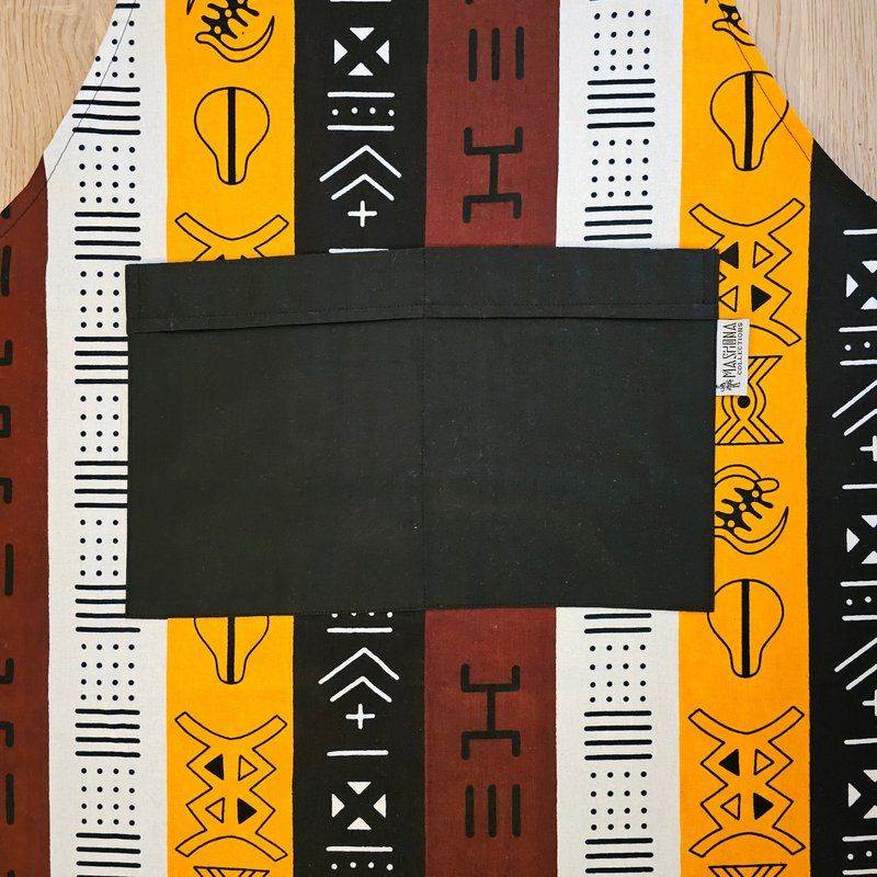 Håndlavet afrikansk printforklæde med lomme