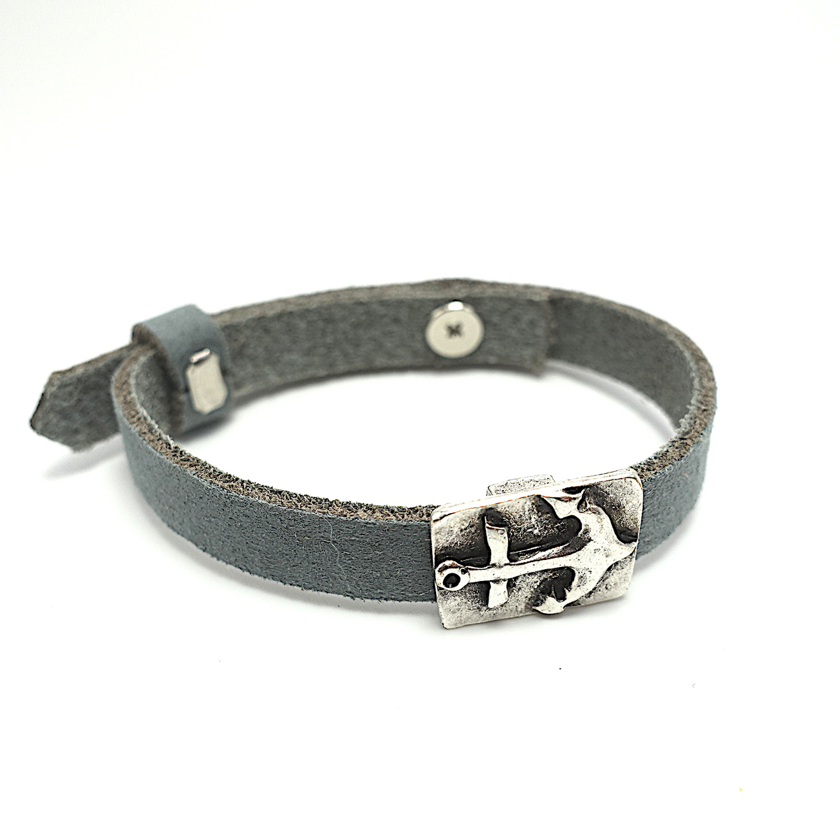 Leren armband anker