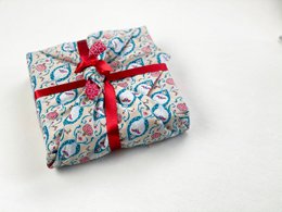 Envoltura de regalo Furoshiki - Paquete de 6 piezas de color verde azulado y cereza - Envoltura de regalo de tela