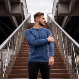 Men's Merino 160 Long Sleeve Crew Denim