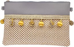 Sac en paille tissée "Valetta" petit // Sac bandoulière 2 en 1 & pochette en paille avec pompon // Sac de plage tissé, sac raphia, sac tressé, sac crossbody pour été, plage - Boho Chic