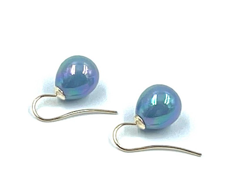 Pendientes de perlas clasicas en color azul Laguna