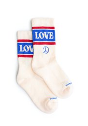 Organic socks Peace & Love - tennis socks with lettering and peace symbol