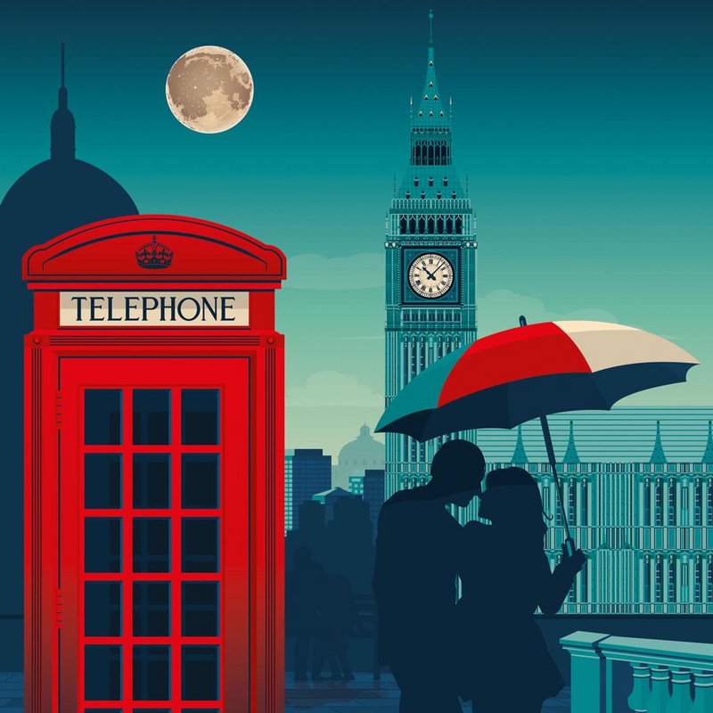 Vintage London Poster | Premium Poster City London Großbritannien