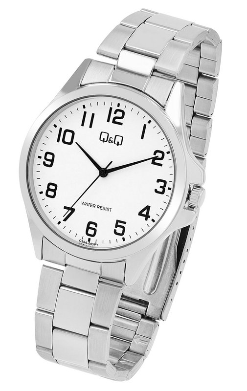 Q&Q men's watch, stainless steel strap, Ø 40 mm, silver/white