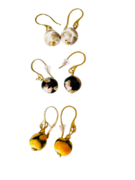 KAZURI | 3x Gancho para pendientes Clásico | Oro amarillo africano| Comercio Justo | cerámica