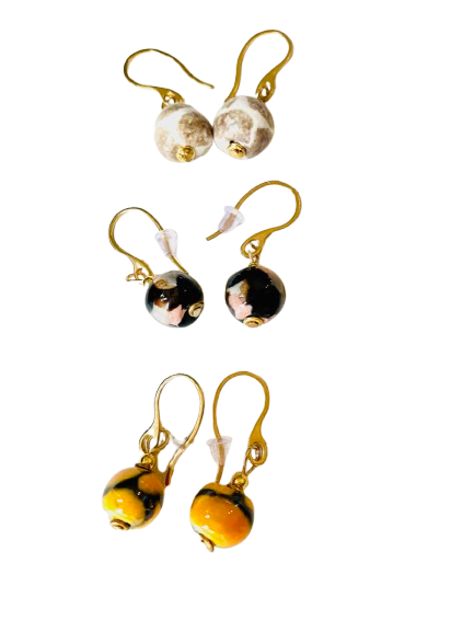 KAZURI | 3x Earring hook Classic | African Yellow Gold| Fairtrade | ceramics