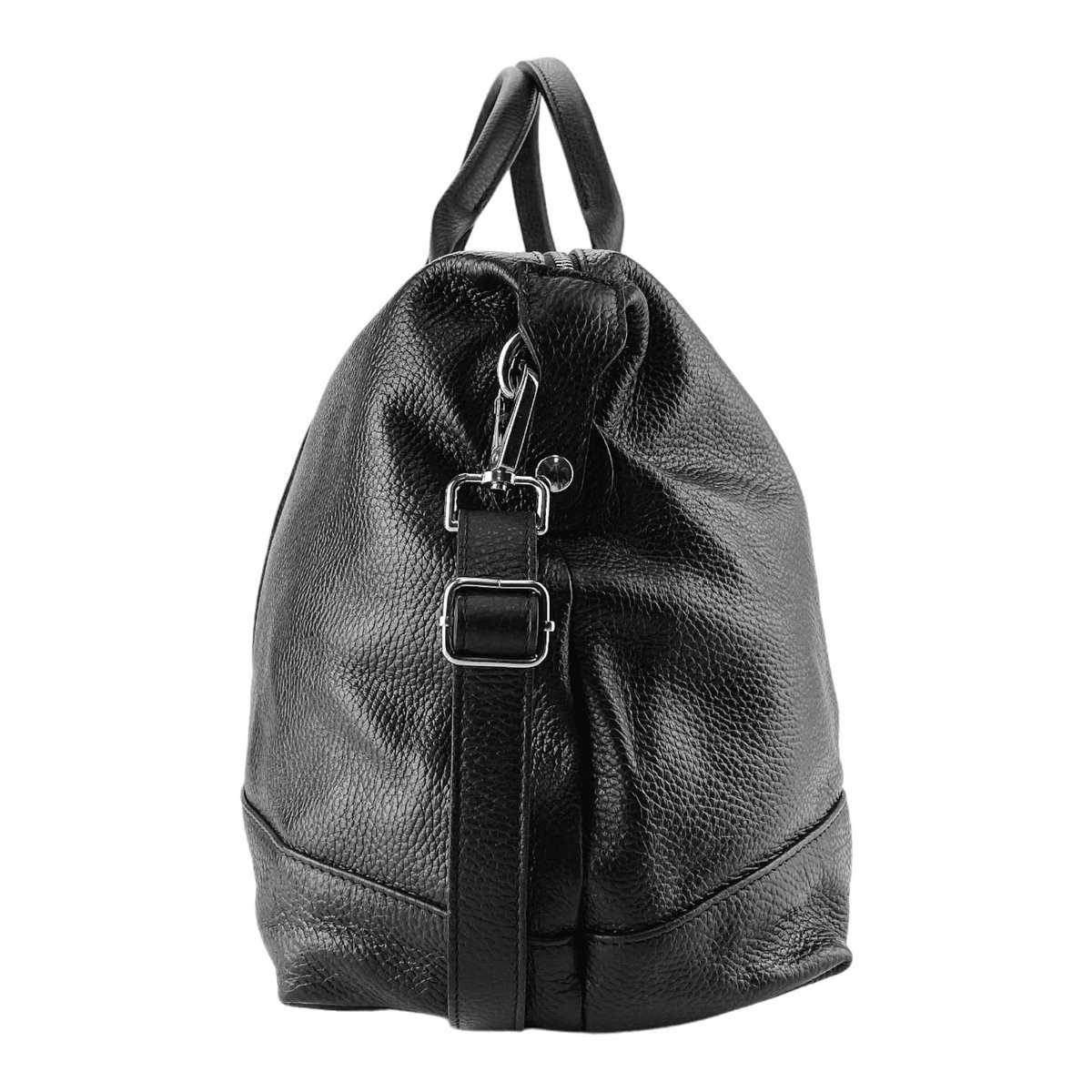 RB1029A | Reistas van echt leer, gemaakt in Italië, met verstelbare en afneembare schouderband. Ritssluiting en accessoires in glanzend nikkelmetaal - Kleur zwart - Afmetingen: 57 x 26 x 24 cm