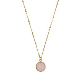 Ketting Rozenkwarts Steen - Goud