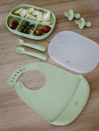 Siliconenlepel en vork van Olive Green