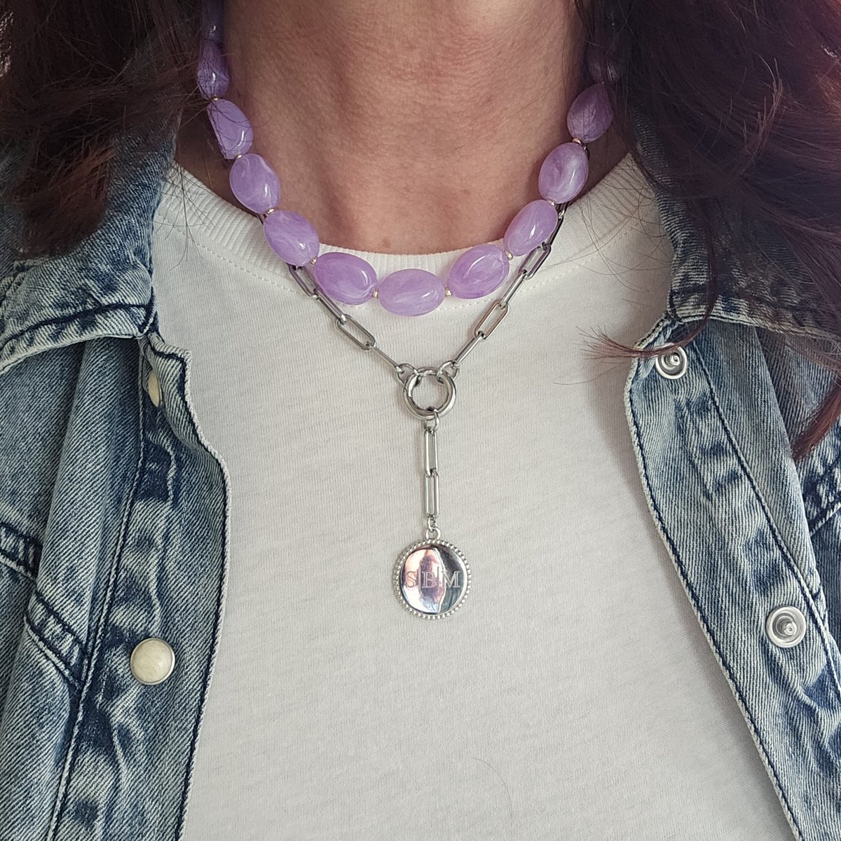 Collier de perles ovales pépite XL