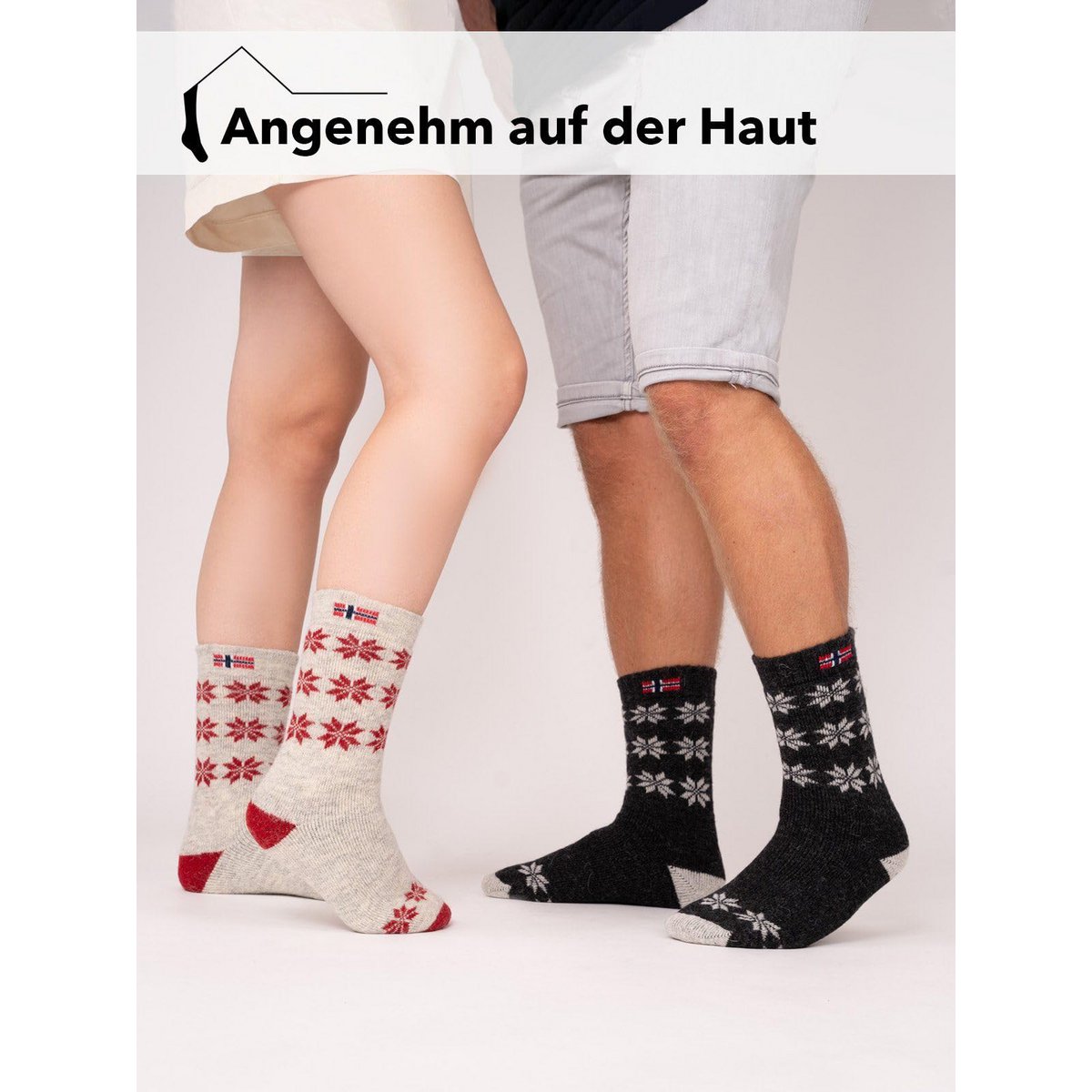 A few 80% wool socks Norway flag and star design