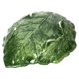 Plato de cerámica con forma de hoja de col verde Made in Italy, diámetro 38 cm
