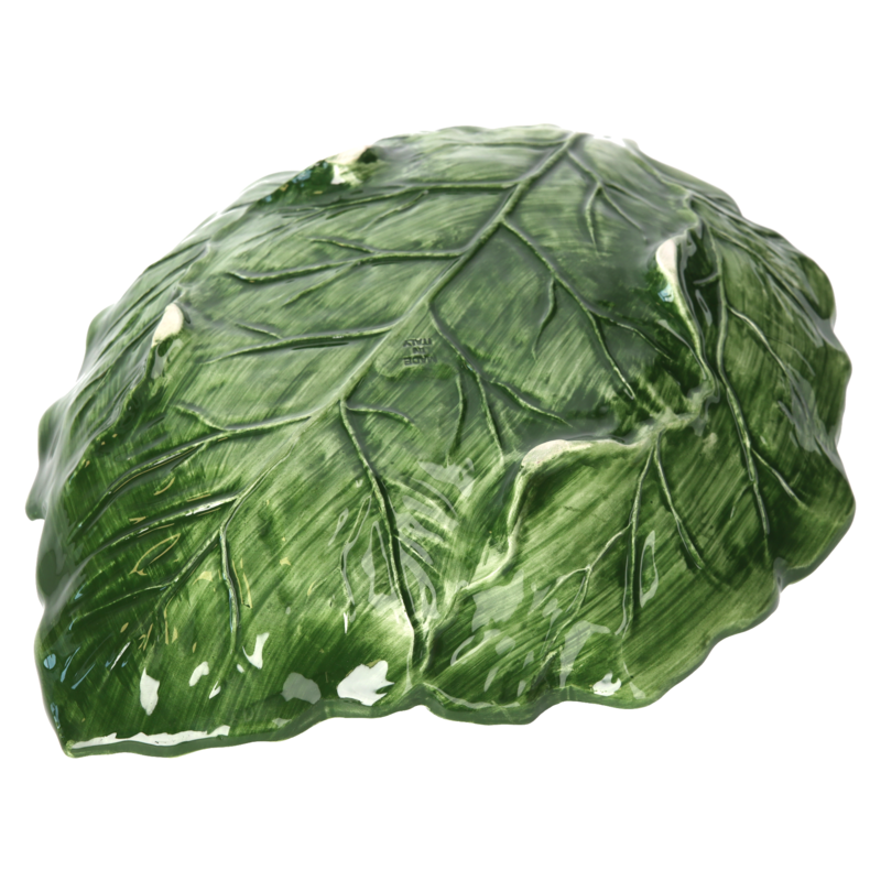 Plato de cerámica con forma de hoja de col verde Made in Italy, diámetro 38 cm