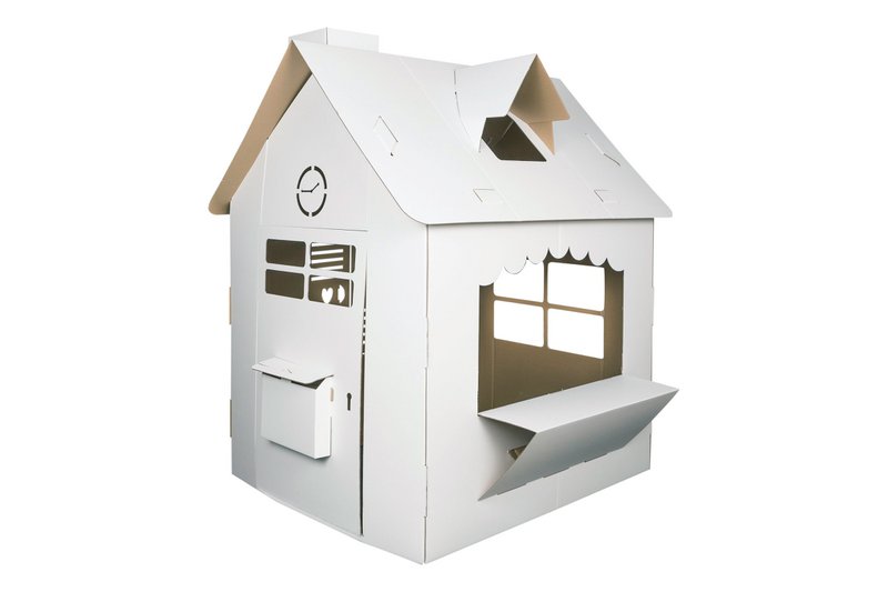 Pap playhouse til børn, havehus, DIY, 3+år, til fødselsdag og fest, legetøj, farvelægning, børnelegetøj, miljøvenlig